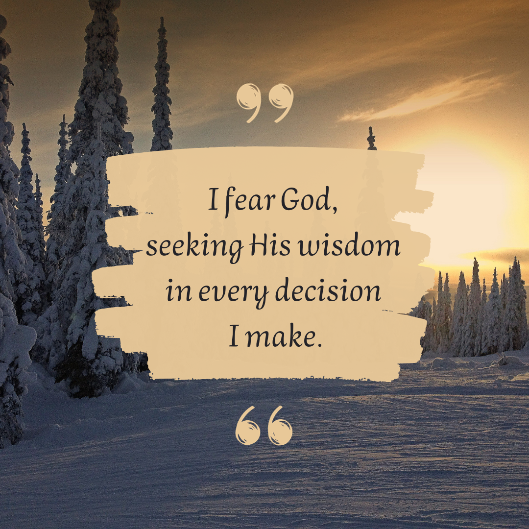 I Fear God, Seeking His Wisdom In Every Decision I Make